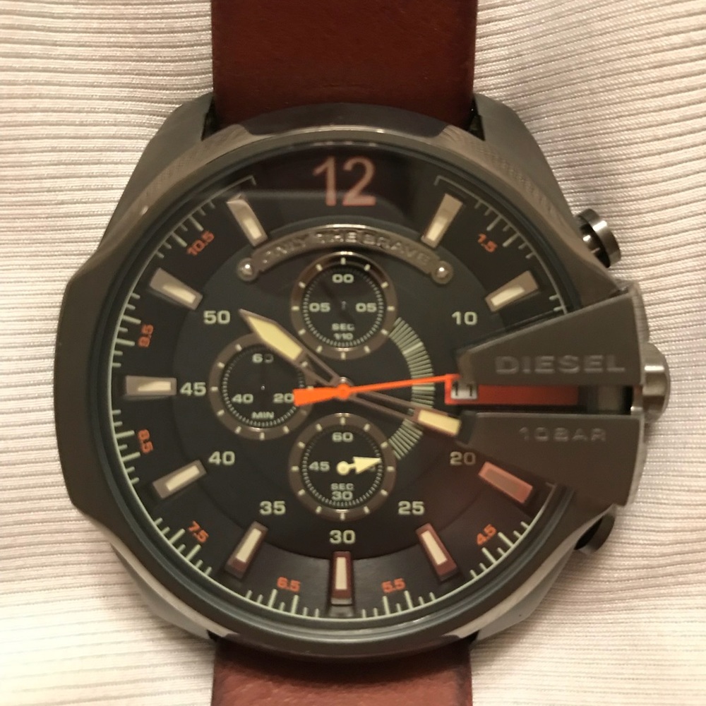 Diesel Men’s Mega Chief Brown Leather Watch